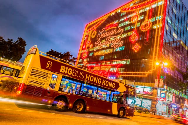 Hong Kong Tour Passeio noturno de ônibus Big Bus em Hong Kong